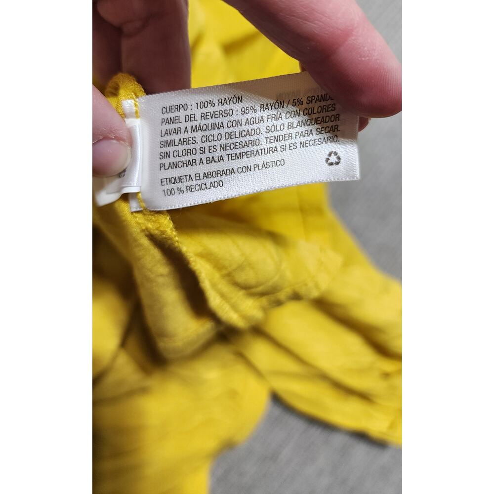 A New Day Mustard Yellow Square Neck Boho Blouse Women’s Size L NWT Pearl Button - Picture 12 of 13